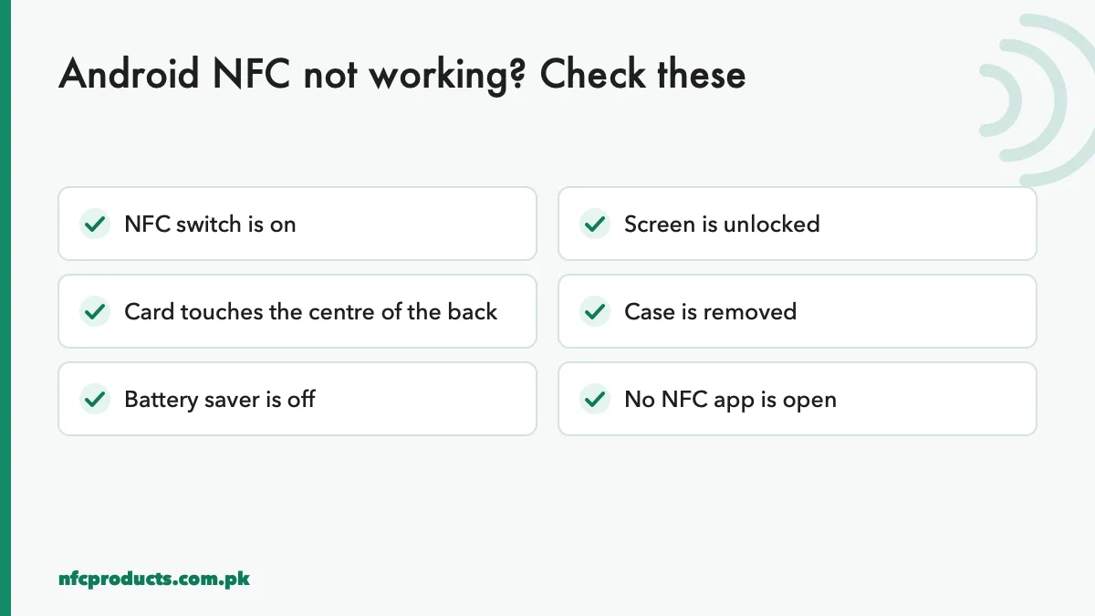 Checklist of fixes when Android NFC is not working
